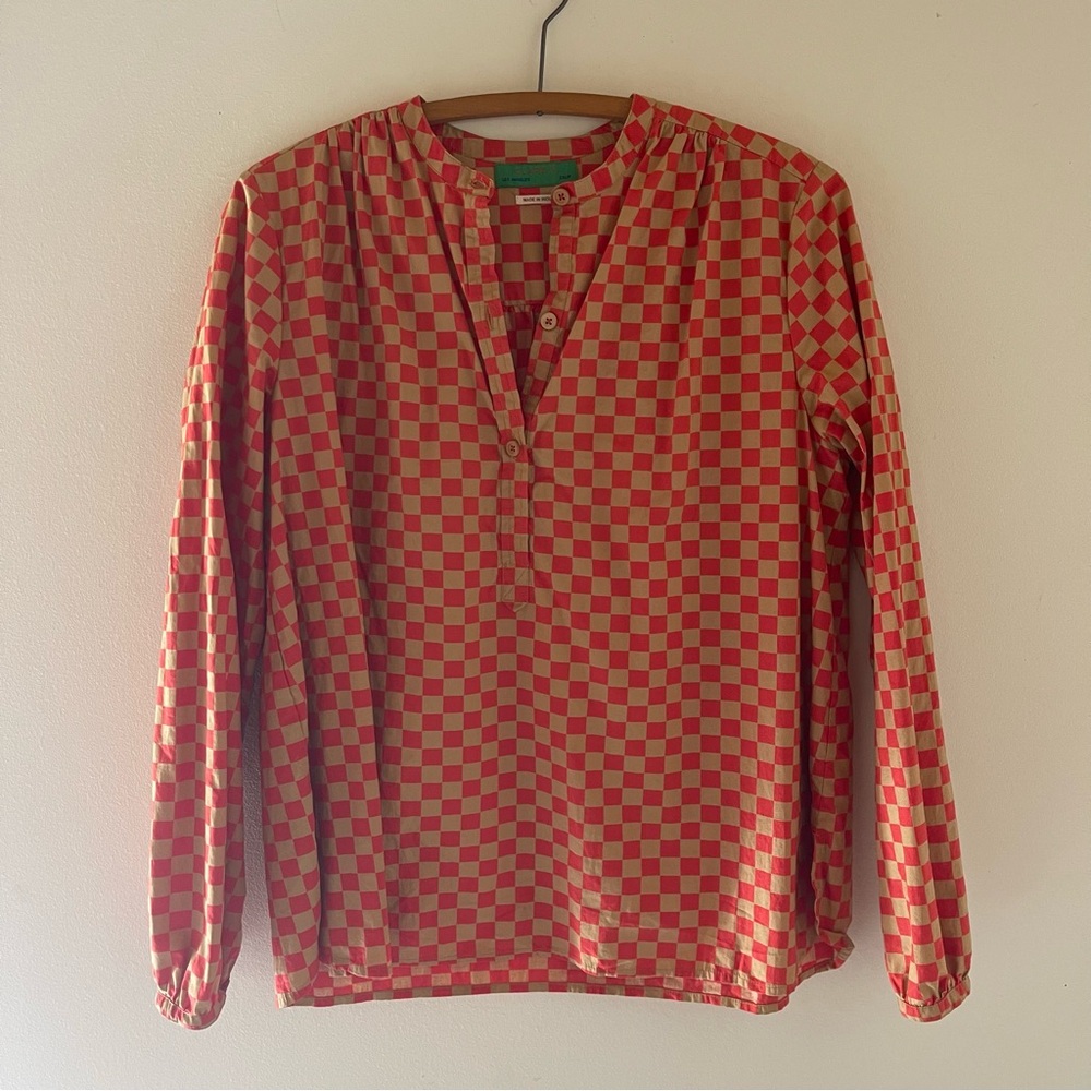 Clare V Checkerboard Long-Sleeve Women's Top